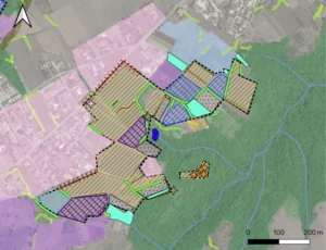 Cartographie des ESN et des pratiques au sein de parcelles et de leurs alentours.